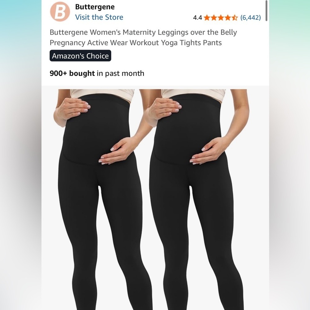 Maternity Over the Belly Leggings-2Pk - Picture 2 of 6
